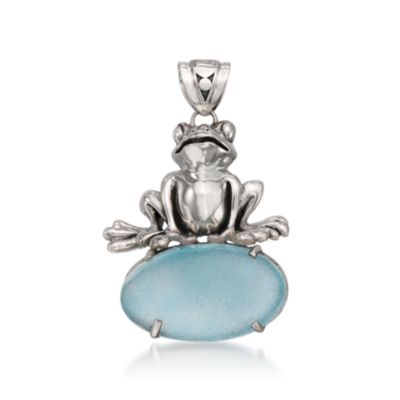 Blue Drusy Frog Pendant In Sterling Silver &mdash; Alt Image 1