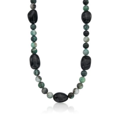 Tourmaline and Emerald Bead Necklace. 26" &mdash; Alt Image 1