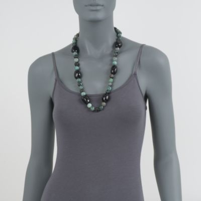 Tourmaline and Emerald Bead Necklace. 26" &mdash; Alt Image 2