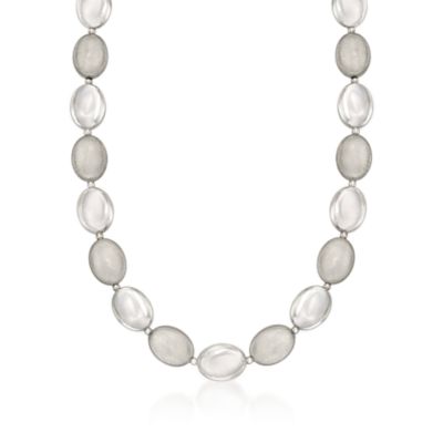 Italian Sterling Silver Brushed and Polished Bead Necklace &mdash; Alt Image 1