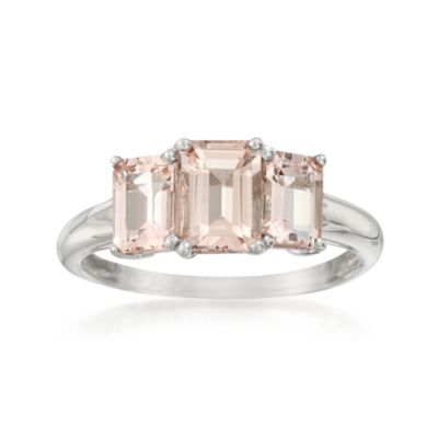 1.85 ct. t.w. Morganite 3-Stone Ring in Sterling Silver &mdash; Alt Image 1
