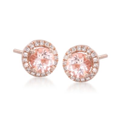 1.60 ct. t.w. Morganite and .15 ct. t.w. Diamond Earrings in 18kt Rose Gold Over Sterling Silver &mdash; Alt Image 1
