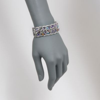 10.70 ct. t.w. Multi-Gemstone and .10 ct. t.w. Diamond Bangle Bracelet in Sterling Silver &mdash; Alt Image 2