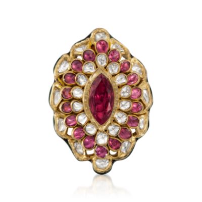 3.50 ct. t.w. Rhodolite Garnet and 1.70 ct. t.w. Diamond Ring in 18kt and 22kt Yellow Gold &mdash; Alt Image 1