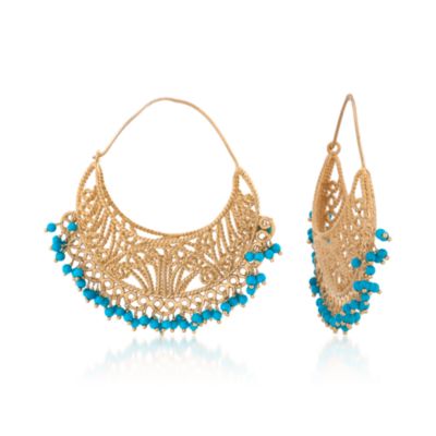 Turquoise Hoop Earrings In Gold Plate &mdash; Alt Image 1