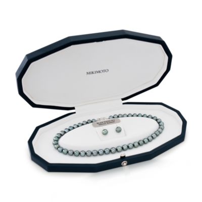 Mikimoto Special Edition Black South Sea Pearl Earring and Necklace Set With 18kt White Gold. 17" &mdash; Alt Image 6