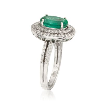 2.20 Carat Emerald and .45 ct. t.w. Diamond Ring in 14kt White Gold &mdash; Alt Image 3