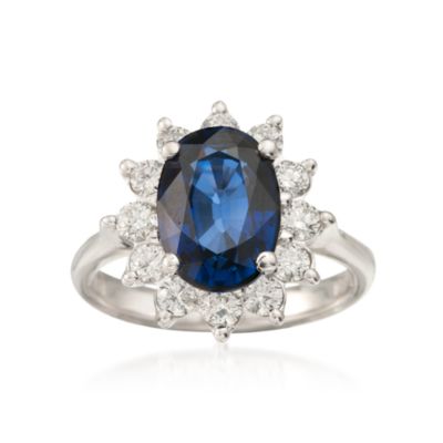 4.15 Carat Sapphire and .80 ct. t.w. Diamond Ring in 14kt White Gold &mdash; Alt Image 1