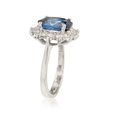 4.15 Carat Sapphire and .80 ct. t.w. Diamond Ring in 14kt White Gold &mdash; Alt Image 3