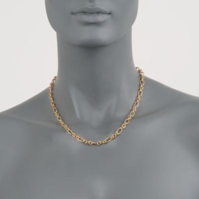 Italian 18kt Over Sterling Mixed-Link Necklace &mdash; Alt Image 2
