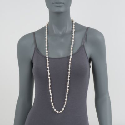 8-9mm White and 4-5mm Pastel Pearl Necklace. 64" &mdash; Alt Image 2