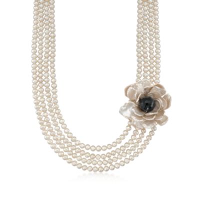 5-5.5mm Cultured Pearl Necklace With Keshi Pearl in Sterling Silver. 17 &mdash; Alt Image 1