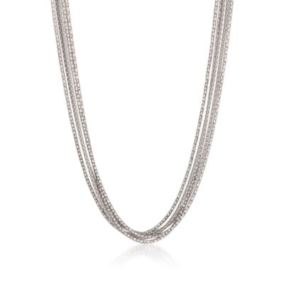 Italian Sterling Silver Five-Strand Multi-Textured Necklace &mdash; Alt Image 1