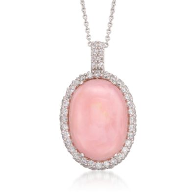 Pink Opal and 1.40 ct. t.w. CZ Drop Necklace in Sterling Silver &mdash; Alt Image 1