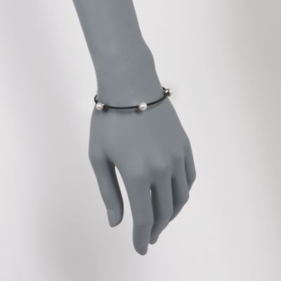 Charriol "Celtic Noir" Cultured Pearl Station Bracelet in 18kt White Gold and Stainless. 7" &mdash; Alt Image 2