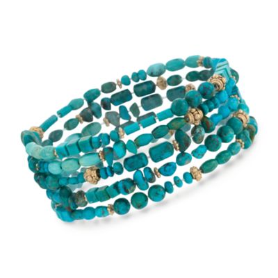 Multi-Strand Turquoise Bead Bracelet With 14kt Gold Over Sterling Silver &mdash; Alt Image 1
