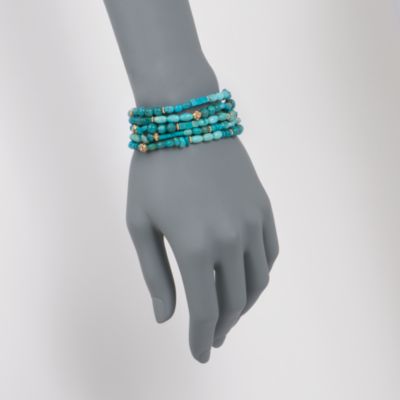 Multi-Strand Turquoise Bead Bracelet With 14kt Gold Over Sterling Silver &mdash; Alt Image 2