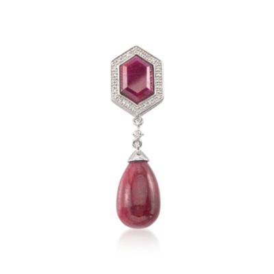 4.00 Carat Ruby and .10 ct. t.w. Diamond Pendant In Sterling Silver. Clip Pendant &mdash; Alt Image 1