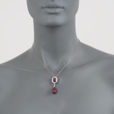 4.00 Carat Ruby and .10 ct. t.w. Diamond Pendant In Sterling Silver. Clip Pendant &mdash; Alt Image 2