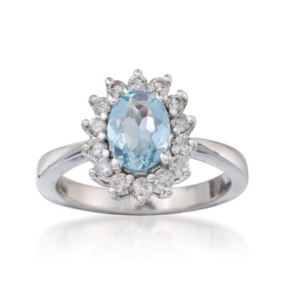 1.25 Carat Aquamarine and .50 ct. t.w. Diamond Ring in 14kt White Gold &mdash; Alt Image 1