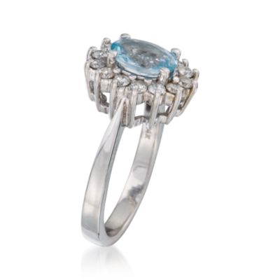 1.25 Carat Aquamarine and .50 ct. t.w. Diamond Ring in 14kt White Gold &mdash; Alt Image 3