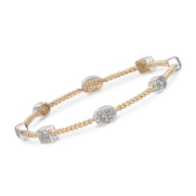.18 ct. t.w. Diamond Station Stackable Bangle in Sterling Silver Two-Tone. 7" &mdash; Alt Image 1