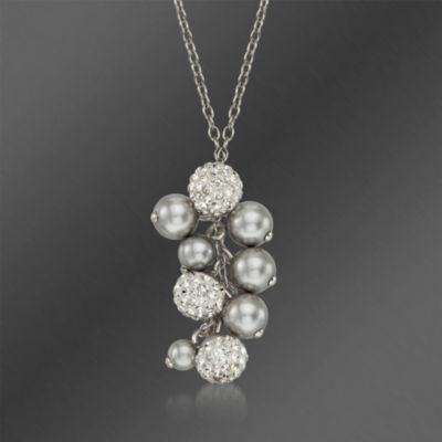 Swarovski Crystal Faux Pearl "Rumor" Pendant Necklace. 15 3/4" &mdash; Alt Image 1