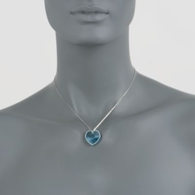 Swarovski Crystal Aqua Heart Pendant Necklace. 15 3/4" &mdash; Alt Image 2