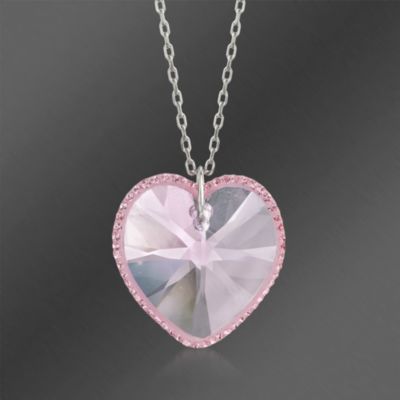 Swarovski Crystal Rose Heart Pendant Necklace. 15 3/4" &mdash; Alt Image 1