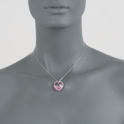 Swarovski Crystal Rose Heart Pendant Necklace. 15 3/4" &mdash; Alt Image 2