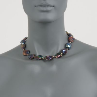 Black Baroque Pearl Necklace in 14kt Yellow Gold &mdash; Alt Image 2