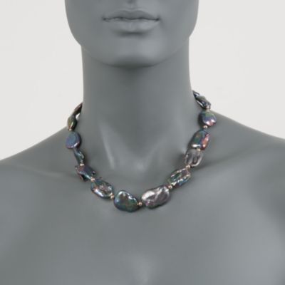 Black Baroque Pearl Necklace in 14kt Yellow Gold &mdash; Alt Image 3