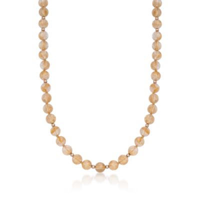 400.00 ct. t.w. Citrine Bead Necklace in 14kt Yellow Gold. 36" &mdash; Alt Image 1