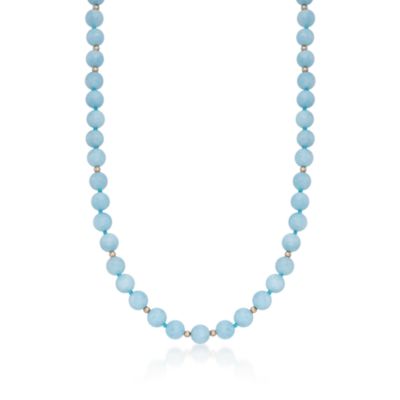 400.00 ct. t.w. Aquamarine Bead Necklace in 14kt Yellow Gold. 36" &mdash; Alt Image 1