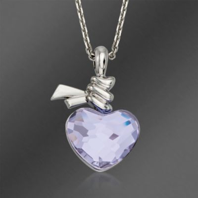 Swarovski Crystal Violet "Ties of Love" Heart Pendant Necklace. 15" &mdash; Alt Image 1