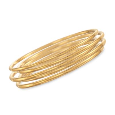 Set of Five Bangles in 18kt Gold Over Sterling Silver &mdash; Alt Image 1