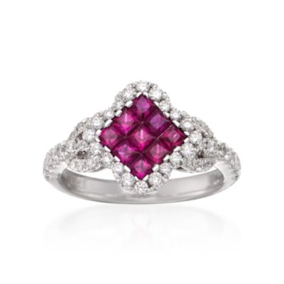 Gregg Ruth .73 ct. t.w. Ruby and .55 ct. t.w. Diamond Ring in 18kt White Gold. Size 6.5 &mdash; Alt Image 1