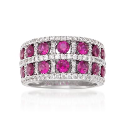 Gregg Ruth 1.82 ct. t.w. Ruby and .79 ct. t.w. Diamond Ring in 18kt White Gold. Size 6.5 &mdash; Alt Image 1