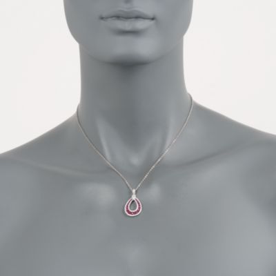 Gregg Ruth 1.23 ct. t.w. Ruby and .57 ct. t.w. Diamond Pendant Necklace in 18kt White Gold. 16" &mdash; Alt Image 2