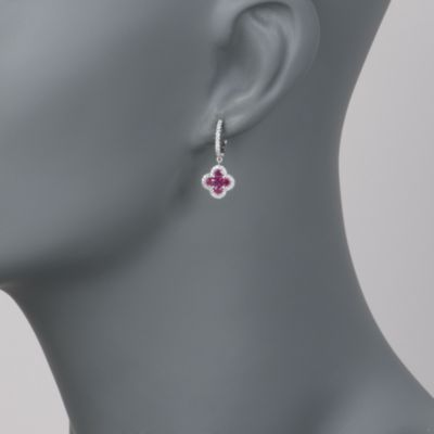 Gregg Ruth 1.07 ct. t.w. Ruby and .36 ct. t.w. Diamond Earrings in 18kt White Gold &mdash; Alt Image 2