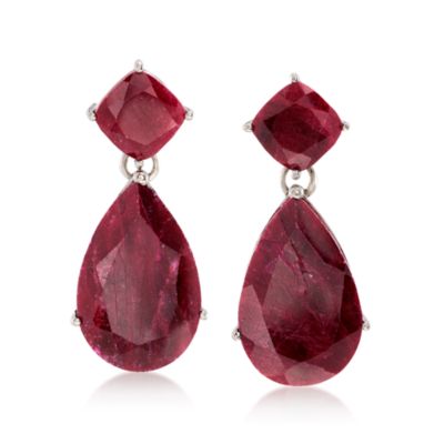 26.50 ct. t.w. Ruby Earrings in Sterling Silver &mdash; Alt Image 1