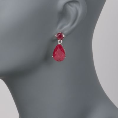 26.50 ct. t.w. Ruby Earrings in Sterling Silver &mdash; Alt Image 2