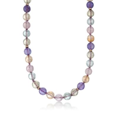 210.00 ct. t.w. Multi-Gemstone Bead Necklace In 14kt Yellow Gold. 16" &mdash; Alt Image 1