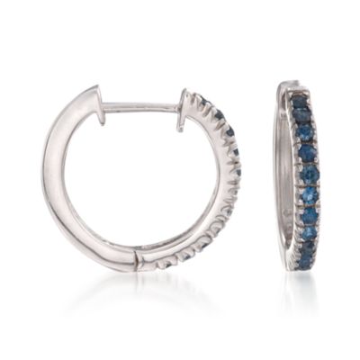 1.10 ct. t.w. Sapphire Hoop Earrings in Sterling Silver &mdash; Alt Image 1