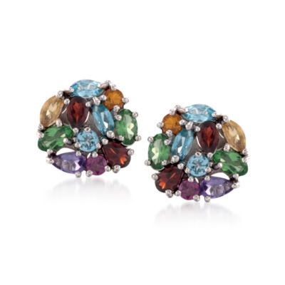 3.30 ct. t.w. Multi-Gem Earrings in Sterling Silver &mdash; Alt Image 1