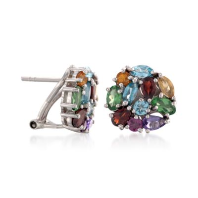 3.30 ct. t.w. Multi-Gem Earrings in Sterling Silver &mdash; Alt Image 3