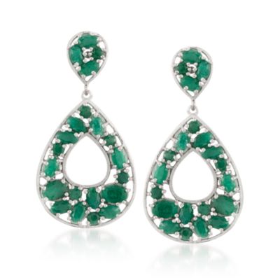 9.10 ct. t.w. Emerald Earrings in Sterling Silver &mdash; Alt Image 1