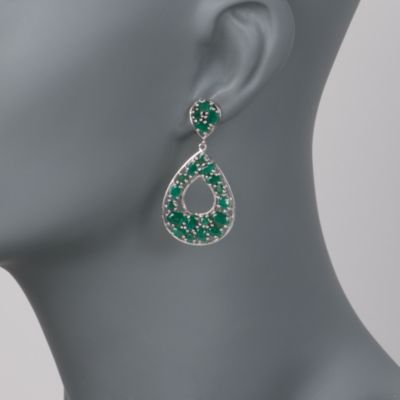9.10 ct. t.w. Emerald Earrings in Sterling Silver &mdash; Alt Image 2