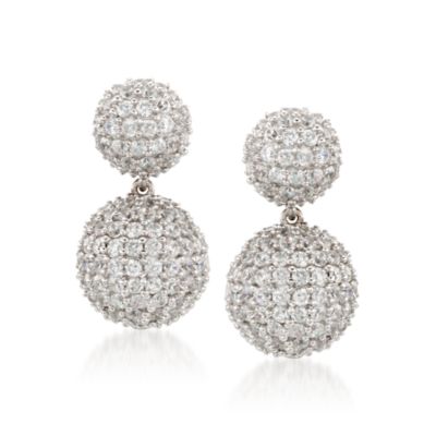 8.50 ct. t.w. CZ Ball Drop Earrings in Sterling Silver &mdash; Alt Image 1