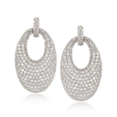 8.25 ct. t.w. CZ Puffed Oval Earrings in Sterling Silver  &mdash; Alt Image 1